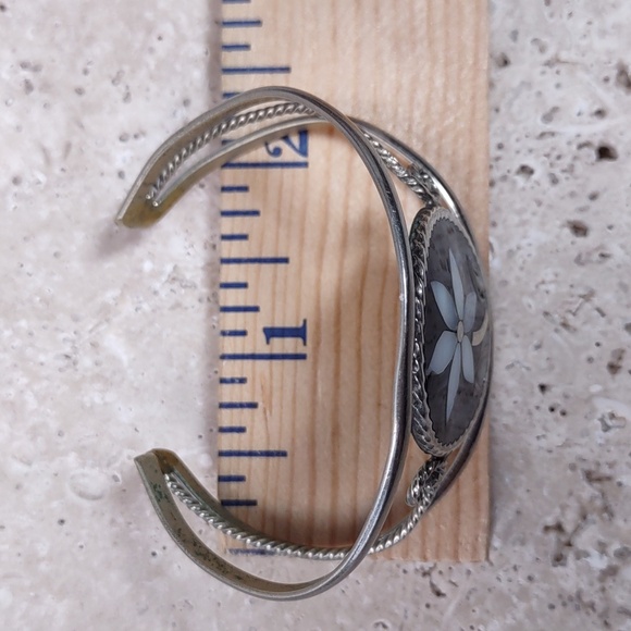 Alpaca Silver Inlay Cuff Bracelet - Picture 5 of 7